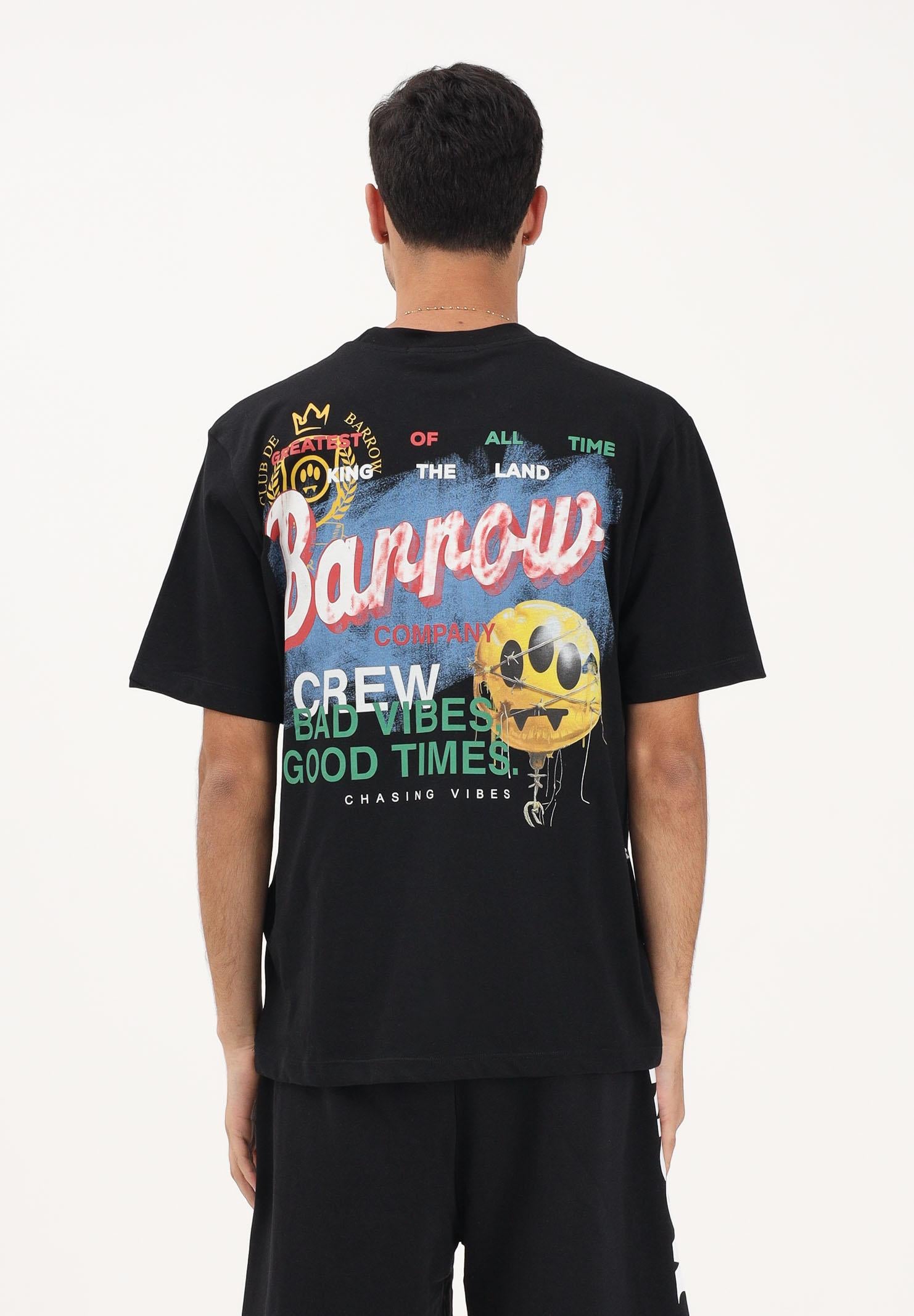 BARROW T-shirt a manica corta nera per uomo e donna con maxi stampa sul retro S6BWUATH086 110 BARROW 