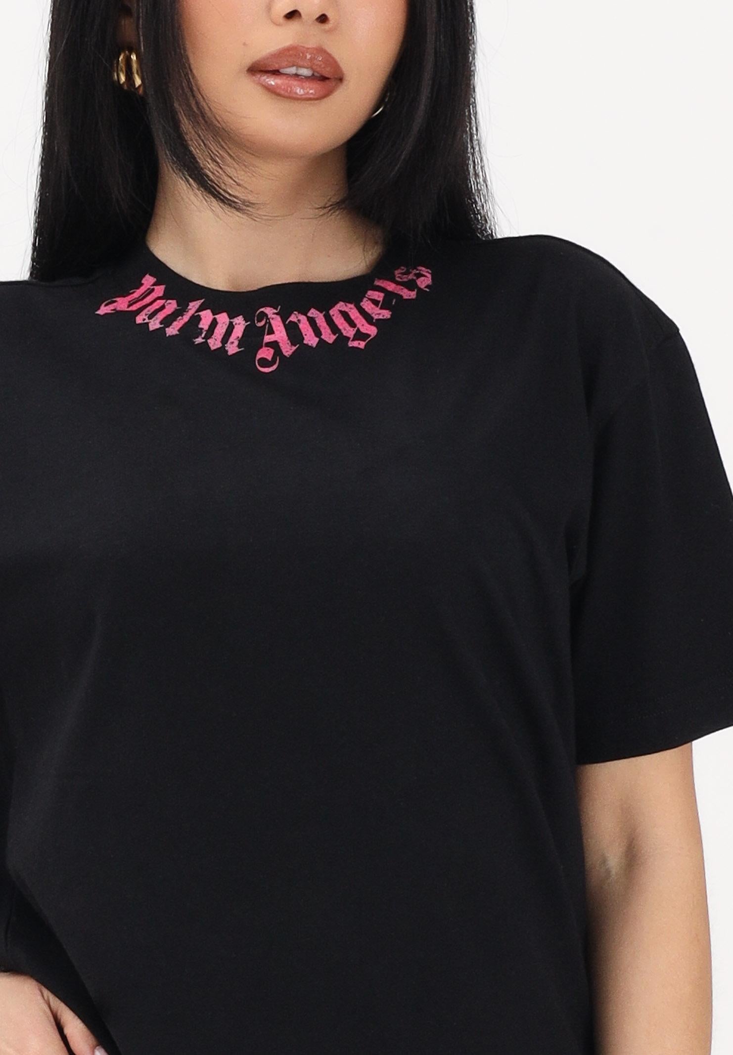 PALM ANGELS T-shirt a manica corta nera per donna, ragazze e bambine con logo PGAA002S26JER005 110 PALM ANGELS 