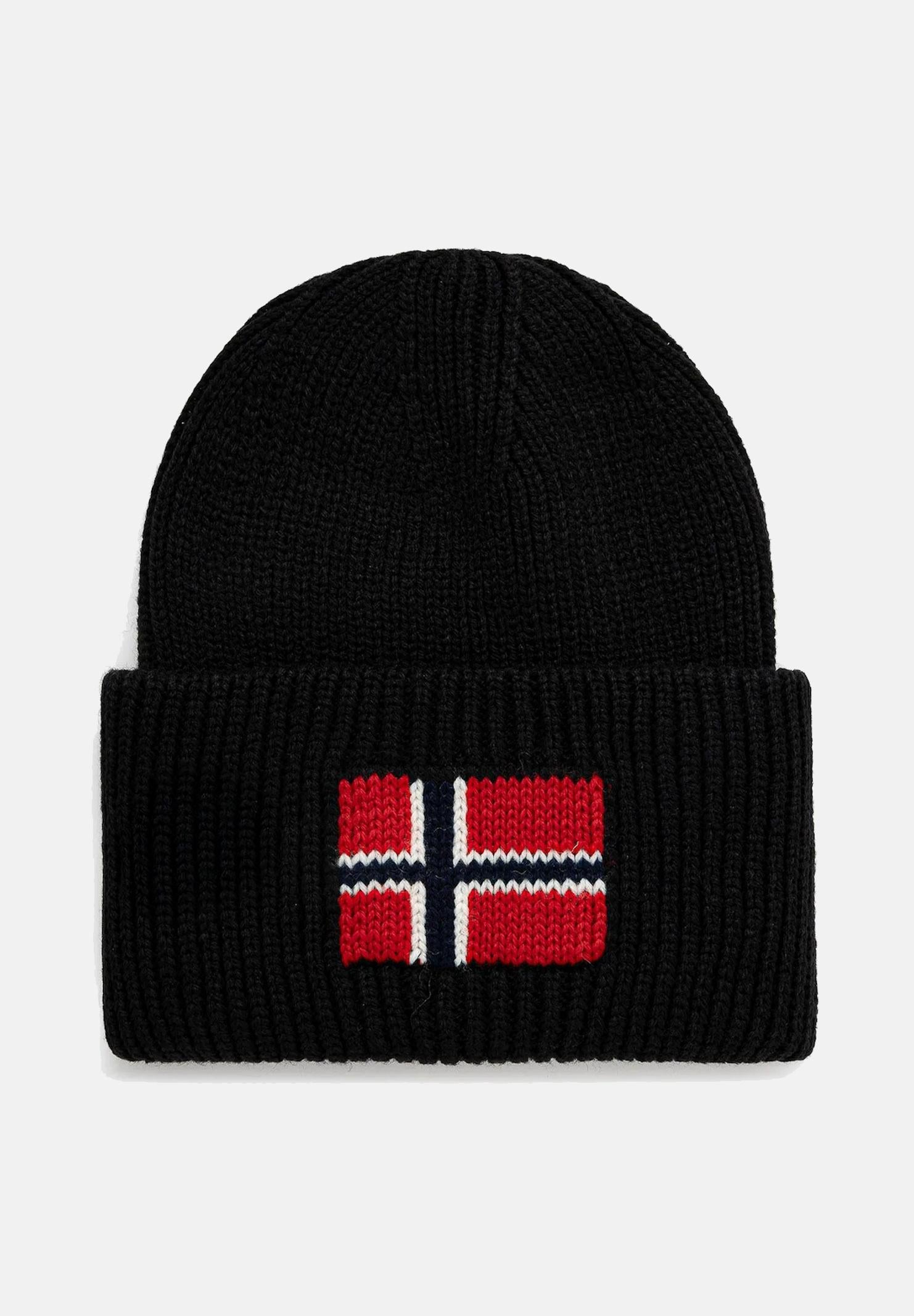 NAPAPIJRI Berretto di lana nero per uomo e donna con bandiera NP0A893P9411 . NAPAPIJRI 