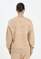 DIESEL Felpa girocollo beige per donna, ragazzi e bambini con maxi ricamo Oval D J022740GYCJ K726 DIESEL 