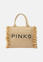PINKO Borsa a mano in rafia beige da donna con logo 106673A39Y HZ3Q PINKO 