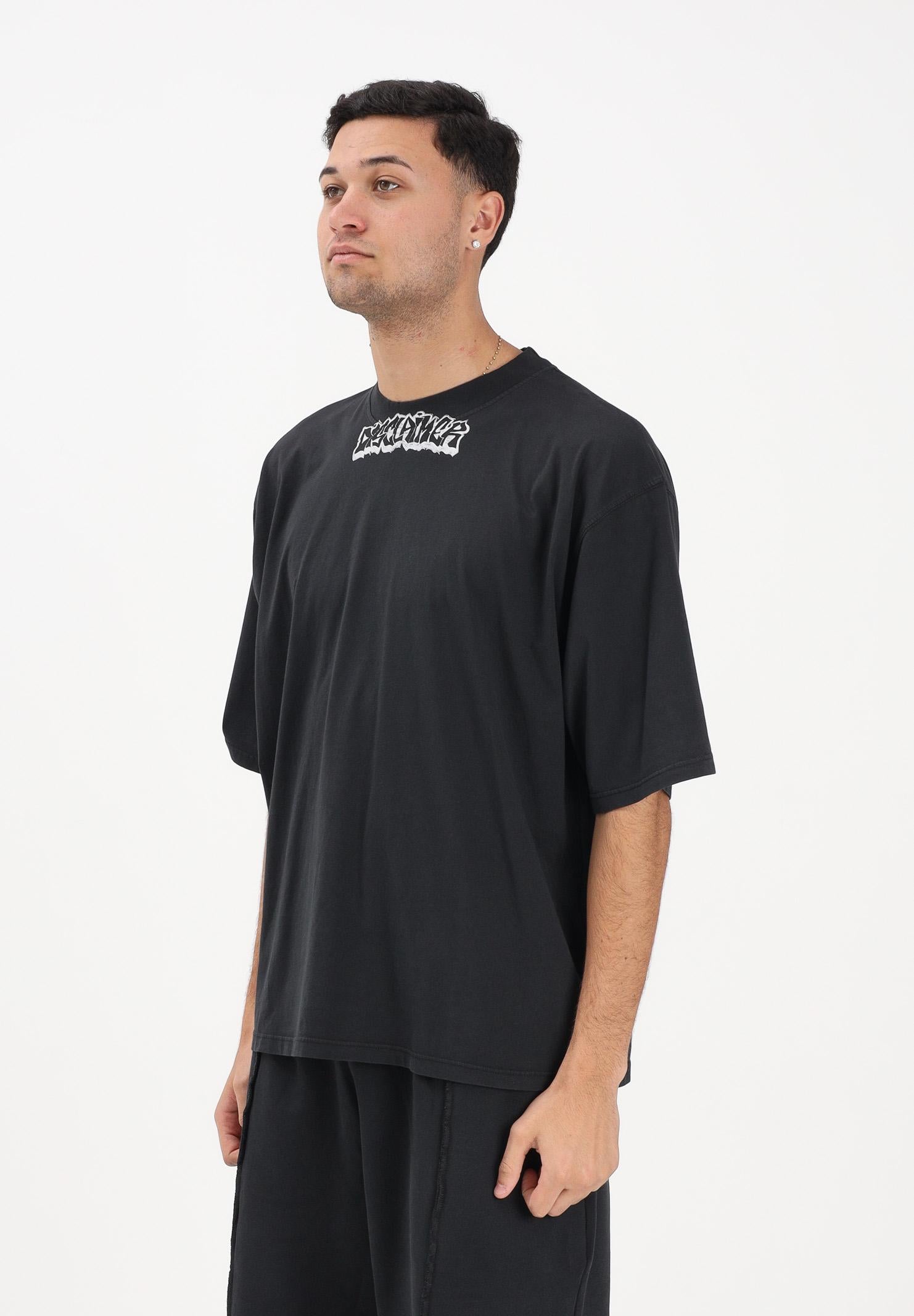 DISCLAIMER T-shirt a manica corta nera da uomo con logo al collo 26EDS55423 NE DISCLAIMER 