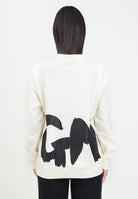 Felpa girocollo crema per donna e bambina con stampa lgoo F4MSJUSW059 013 MSGM 