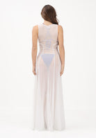 ME FUI Abito lungo bianco da donna realizzato in tulle trasparente MF26-SW0720WH . ME FUI 
