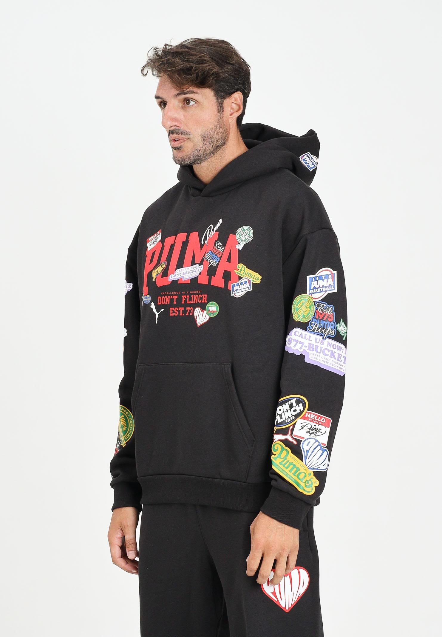 PUMA Felpa con cappuccio HooperHotline nera da uomo 632827 02 PUMA 