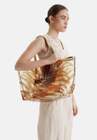 JUST CAVALLI Borsa mare oro da donna con stampa tropicale 80RA4BS2ZSE22 R79 JUST CAVALLI 