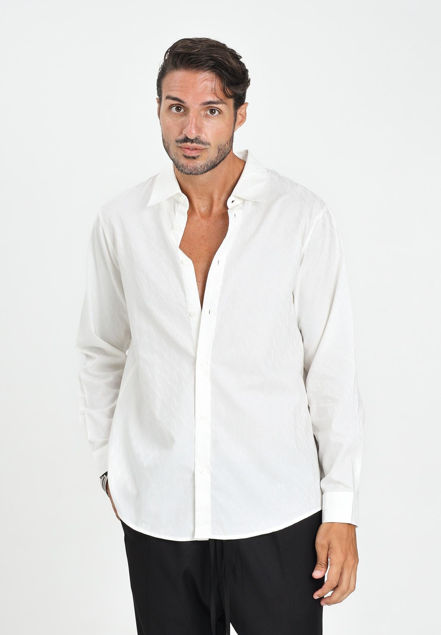 ARMANI EXCHANGE Camicia a manica lunga bianca da uomo con monogramma logo XM001587AF16631 U0009 ARMANI EXCHANGE 