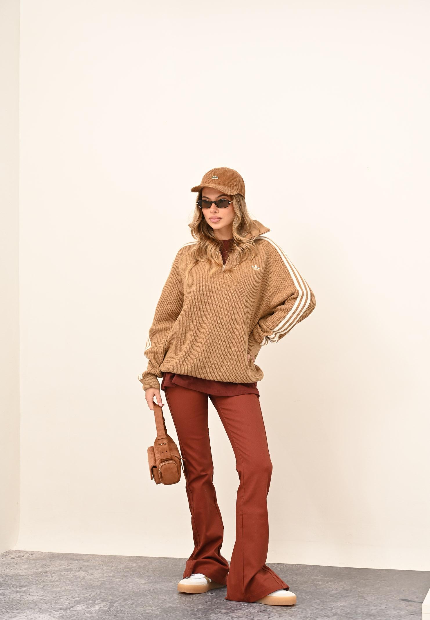 ADIDAS ORIGINALS Maglione a collo alto Originals Quarter Zip beige da donna KS7787 . ADIDAS ORIGINALS 