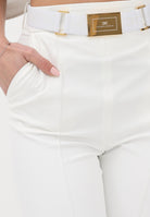 ELISABETTA FRANCHI Pantalone elegante bianco da donna con cintura PA13261E2 360 ELISABETTA FRANCHI 