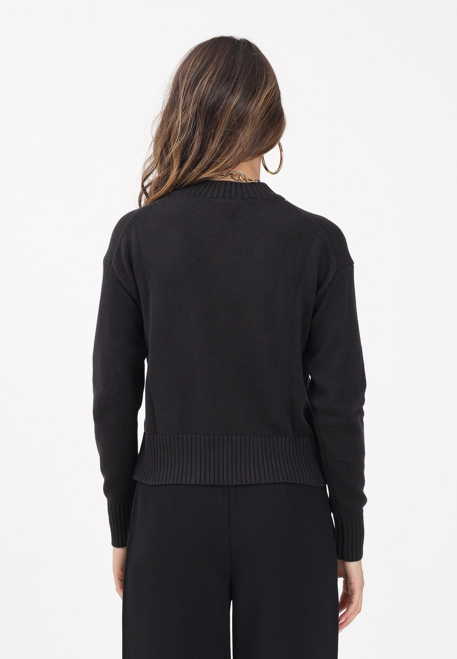 CALVIN KLEIN JEANS Maglioncino girocollo nero da donna con logo LV047D351GUB1  CALVIN KLEIN JEANS 