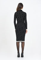 ELISABETTA FRANCHI Abito midi nero da donna in maglia jacquard bi-color<BR/> AM18T56E2 EF3 ELISABETTA FRANCHI 