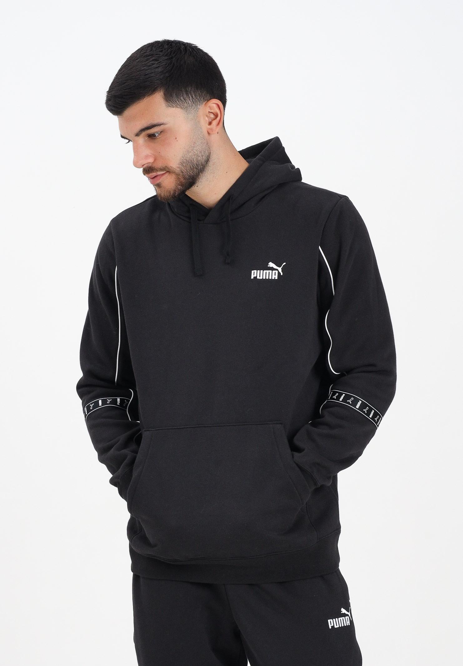 PUMA Felpa con cappuccio Ess Tape Layout nera da uomo 688262 01 PUMA 