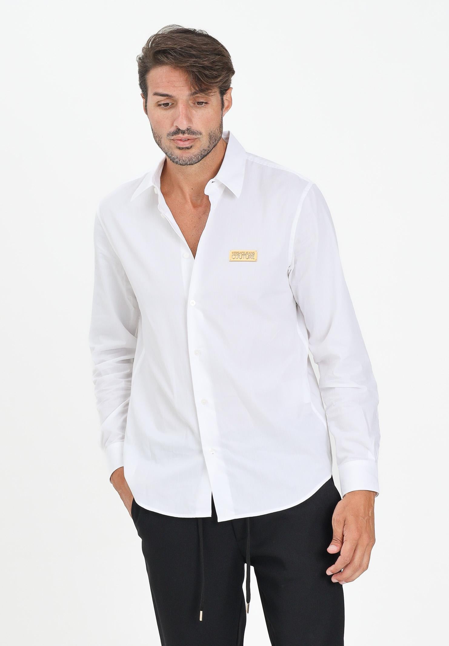 VERSACE JEANS COUTURE Camicia a manica lunga bianca da uomo con hardware Institutional Logo 79GALKR1CN00K 003 VERSACE JEANS COUTURE 