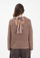 ONLY Maglioncino girocollo marrone da donna con fiocco sul retro 15353235 CocoaCrÈme ONLY 