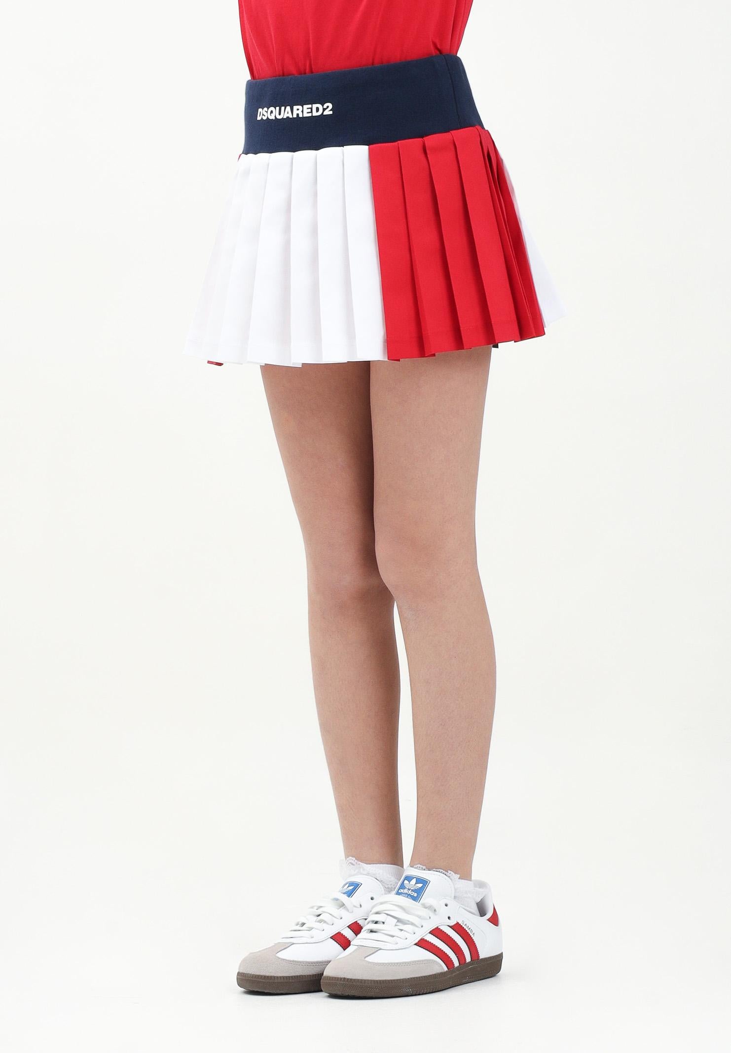 DSQUARED2 Gonna corta tricolore per donna e bambina con stampa logo DQ2810D0ABR DQ100 DSQUARED2 