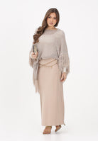 AKEP Mantella beige da donna con frange ACKD13039 V3 AKEP 