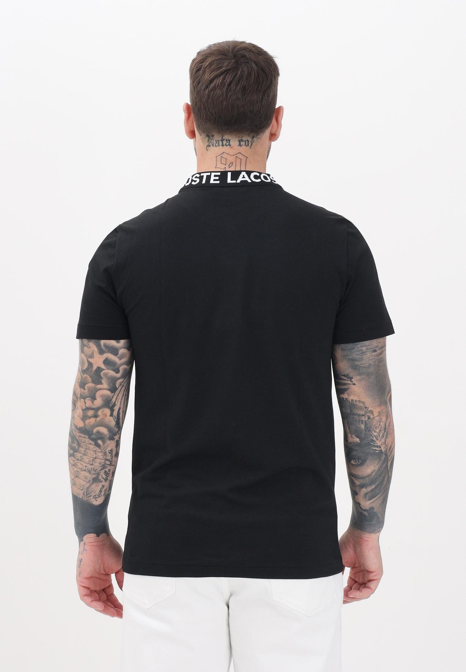 LACOSTE T-shirt a manica corta Jacquard Branded nera da uomo TH9582 031 LACOSTE 