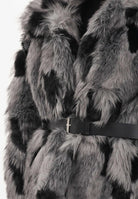 VICOLO Pelliccia grigia e nera da donna con cintura TF1691 GR VICOLO 