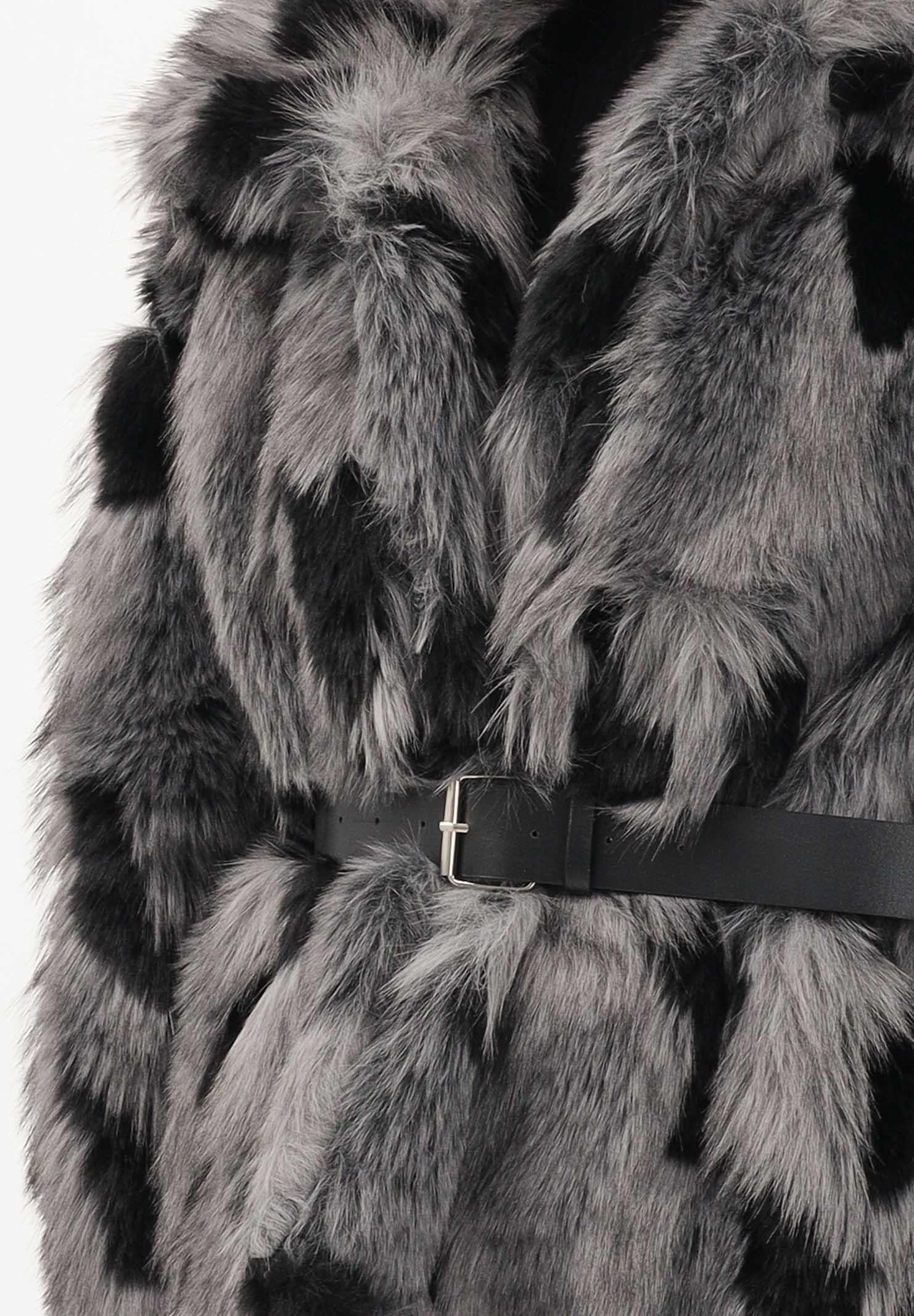 VICOLO Pelliccia grigia e nera da donna con cintura TF1691 GR VICOLO 