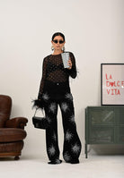 ALMA SANCHEZ Top Taime nero da donna con applicazioni di micro strass AS2526016RT 999 ALMA SANCHEZ 