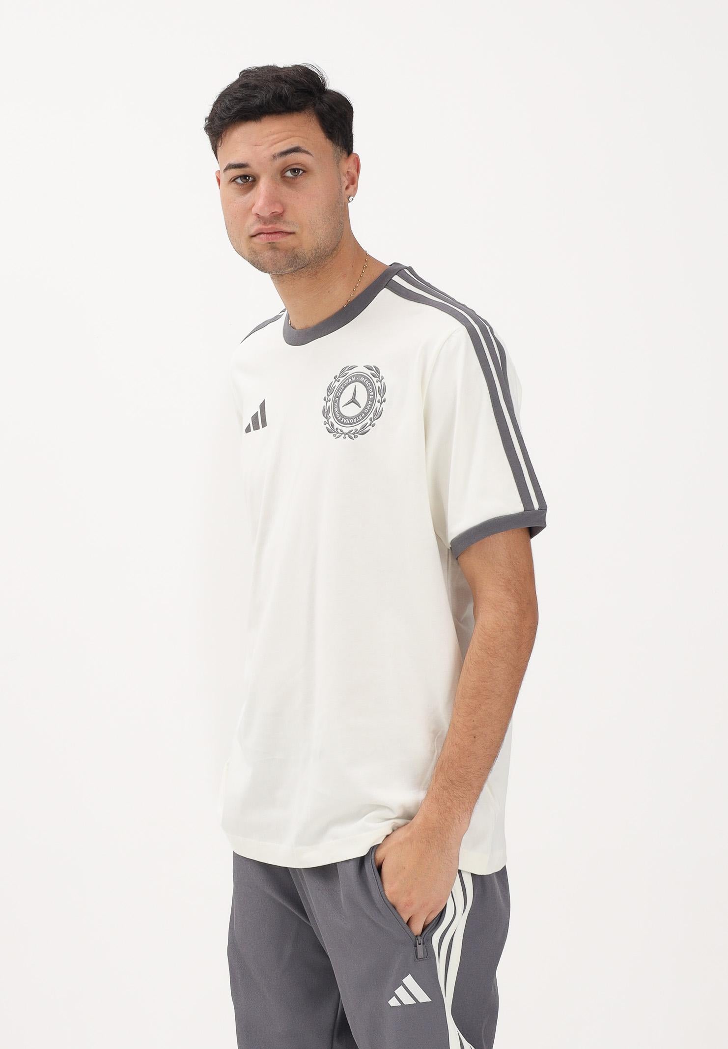 ADIDAS PERFORMANCE T-shirt a manica corta Mercedes - AMG Petronas Formula 1 Team Silver Arrows Icon panna e grigia da uomo KE8275 . ADIDAS PERFORMANCE 