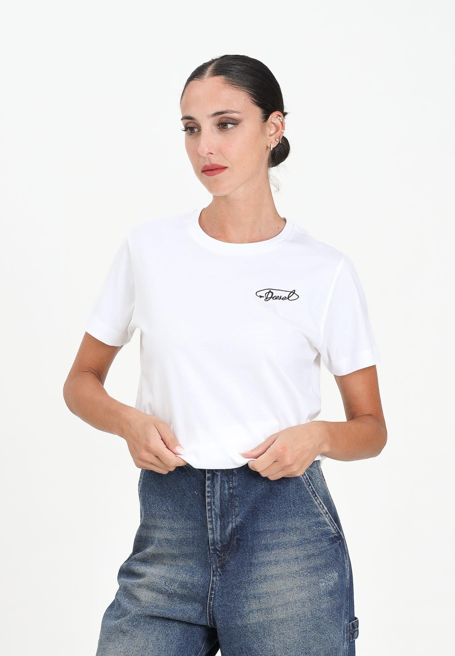 DIESEL T-shirt a manica corta bianca per donna, ragazzi e bambini con logo Diesel J025260CATM K100 DIESEL 