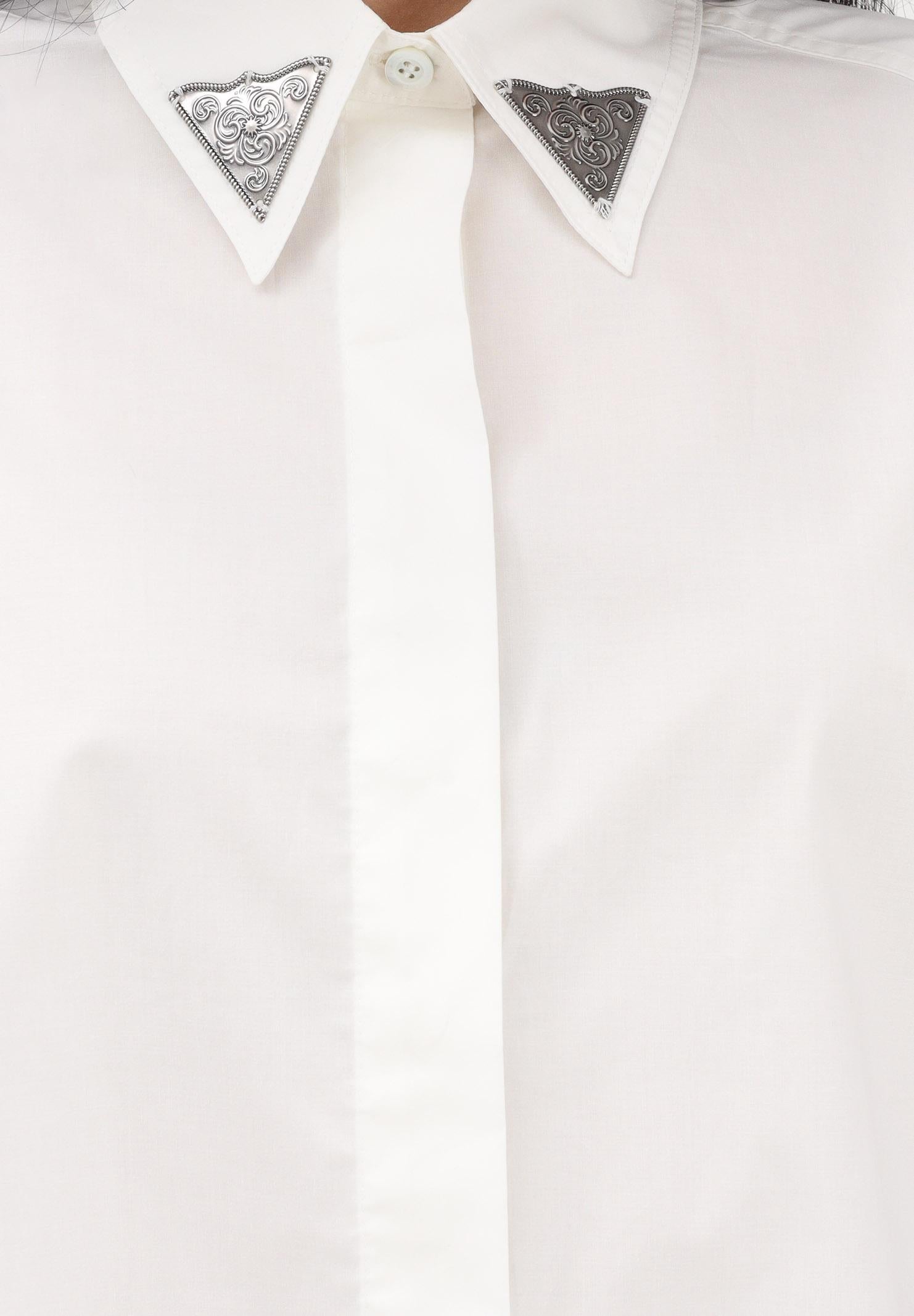 PINKO Camicia a manica corta bianca da donna con dettaglio gioiello 106826A2LD Z05 PINKO 