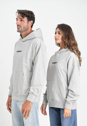 BARROW Felpa con cappuccio grigia per uomo e donna rifinita da stampa F5BWUAHS047 107 BARROW 