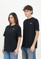 BARROW T-shirt a manica corta nera per uomo e donna con logo e smile S5BWUATH084 110 BARROW 