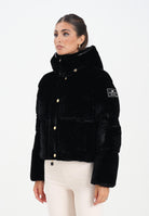 ELISABETTA FRANCHI Piumino cropped in velluto nero da donna PI82D56E2 110 ELISABETTA FRANCHI 