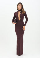 ELISABETTA FRANCHI Abito lungo bordeaux da donna con gemelli gioiello AM29S57E2 EA4 ELISABETTA FRANCHI 