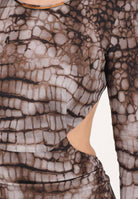 ELISABETTA FRANCHI Abito lungo cacao da donna con stampa a tema alligatore ABR2061E2 644 ELISABETTA FRANCHI 