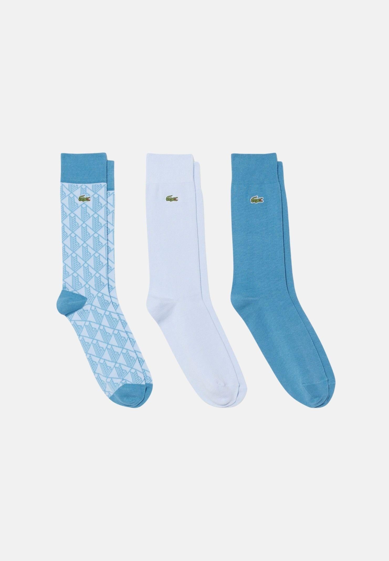 LACOSTE Calzini (3 paia) azzurri e bianchi per uomo e donna RA5996 3IZ LACOSTE 