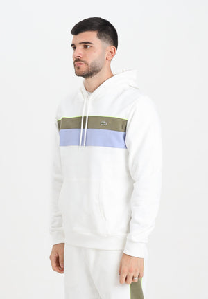 LACOSTE Felpa con cappuccio bianca da uomo con motivo color block SH8161 9IV LACOSTE 