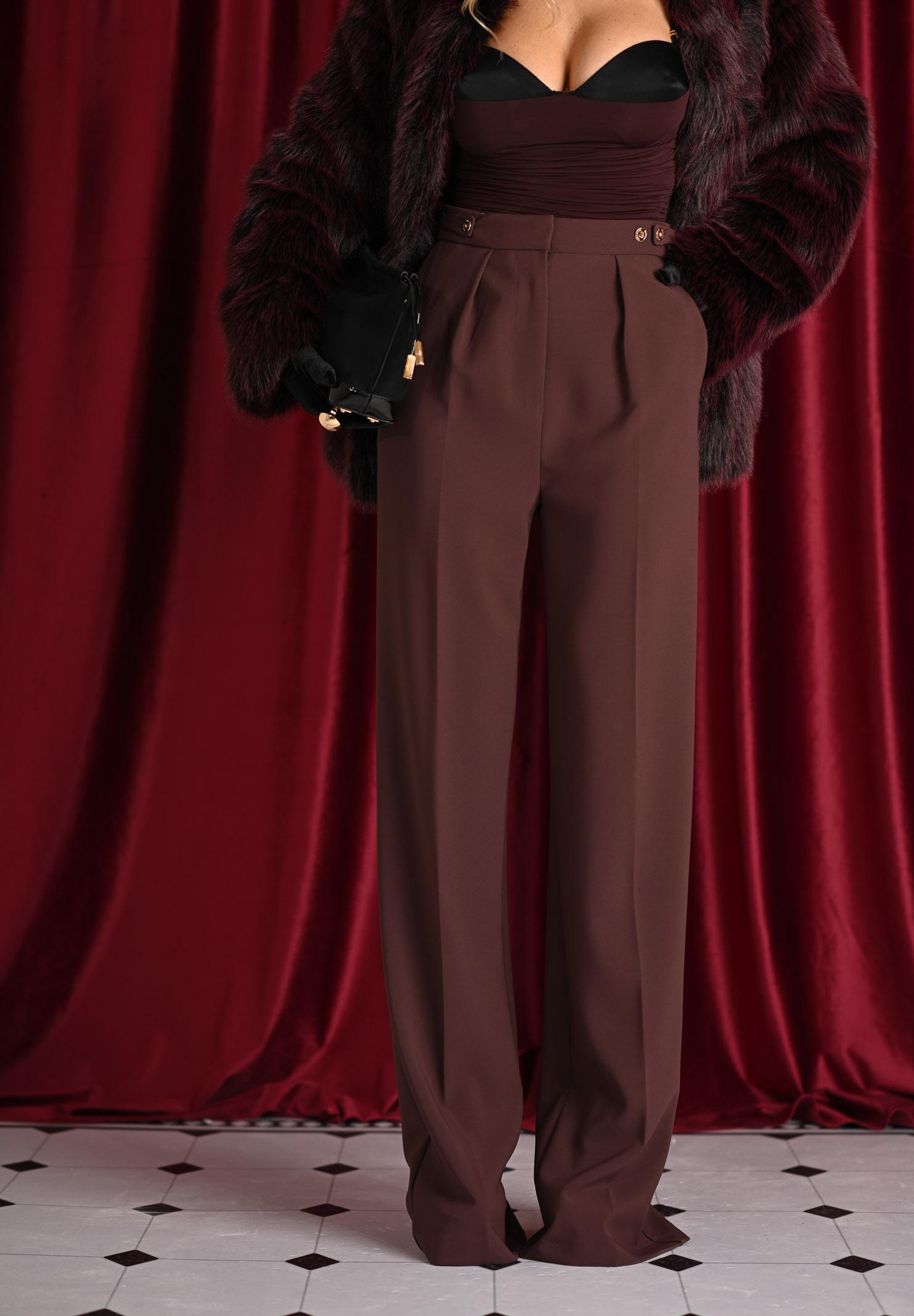 ELISABETTA FRANCHI Pantalone elegante bordeaux da donna con accessorio gioiello PA09956E2 EA4 ELISABETTA FRANCHI 