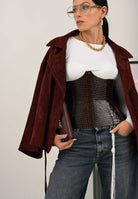 ELISABETTA FRANCHI Cintura bustier marrone da donna con stampa cocco CT83S58E2 EA3 ELISABETTA FRANCHI 