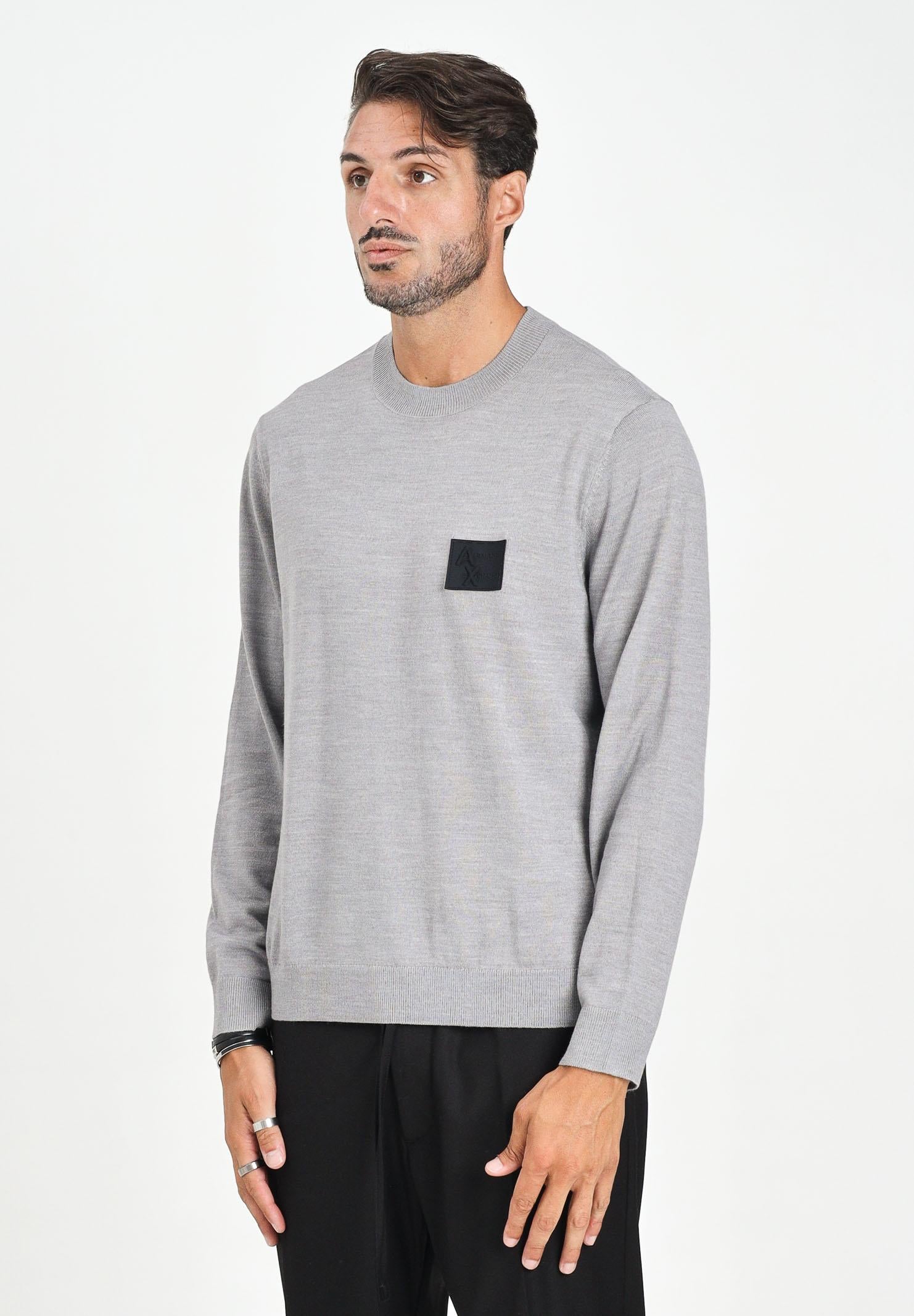 ARMANI EXCHANGE Maglioncino girocollo grigio da uomo con patch logo XM001329AF11982 O8005 ARMANI EXCHANGE 