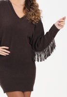 AKEP Abito corto marrone da donna con frange VSKD11021 V1 AKEP 