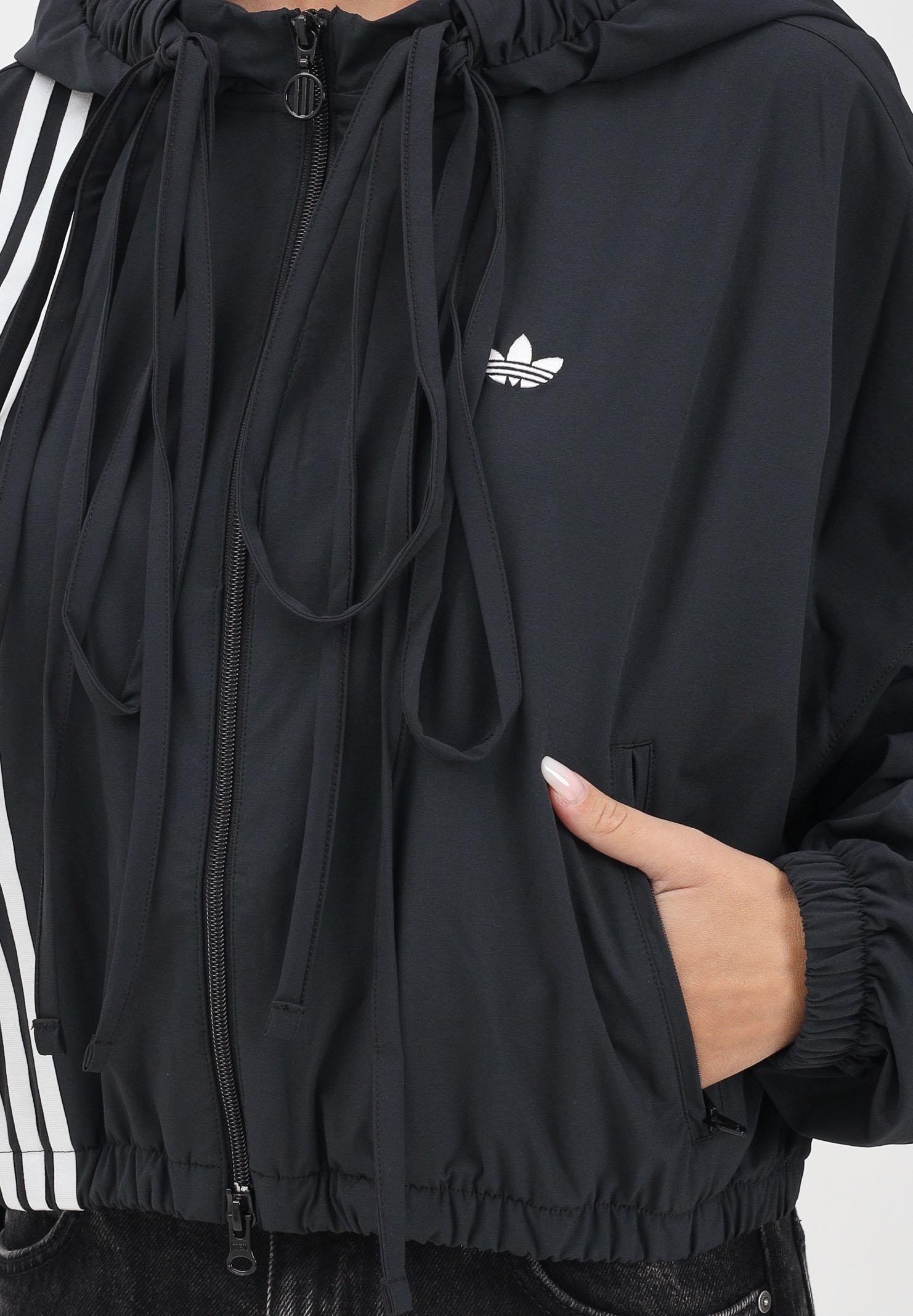 ADIDAS ORIGINALS Giacca a vento Ribbon Off Placed 3 Stripes nera da donna JX2698 . ADIDAS ORIGINALS 