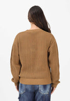 DSQUARED2 Maglioncino girocollo marrone per donna, bambino e bambina con maxi logo e patch DQ3243D0AGR DQ730 DSQUARED2 