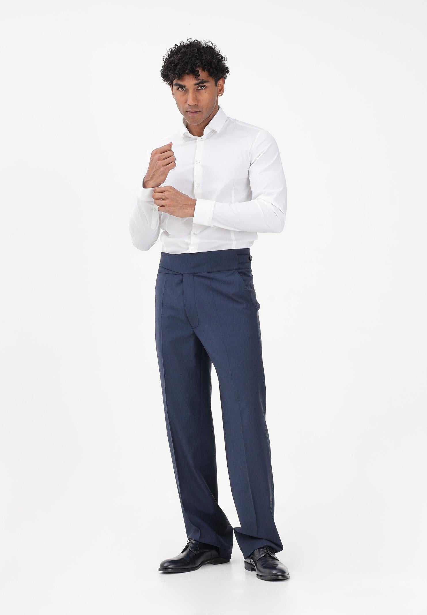 PATRIZIA PEPE Pantalone elegante blu da uomo con cintura alta 5P0557A1WK C166 PATRIZIA PEPE 
