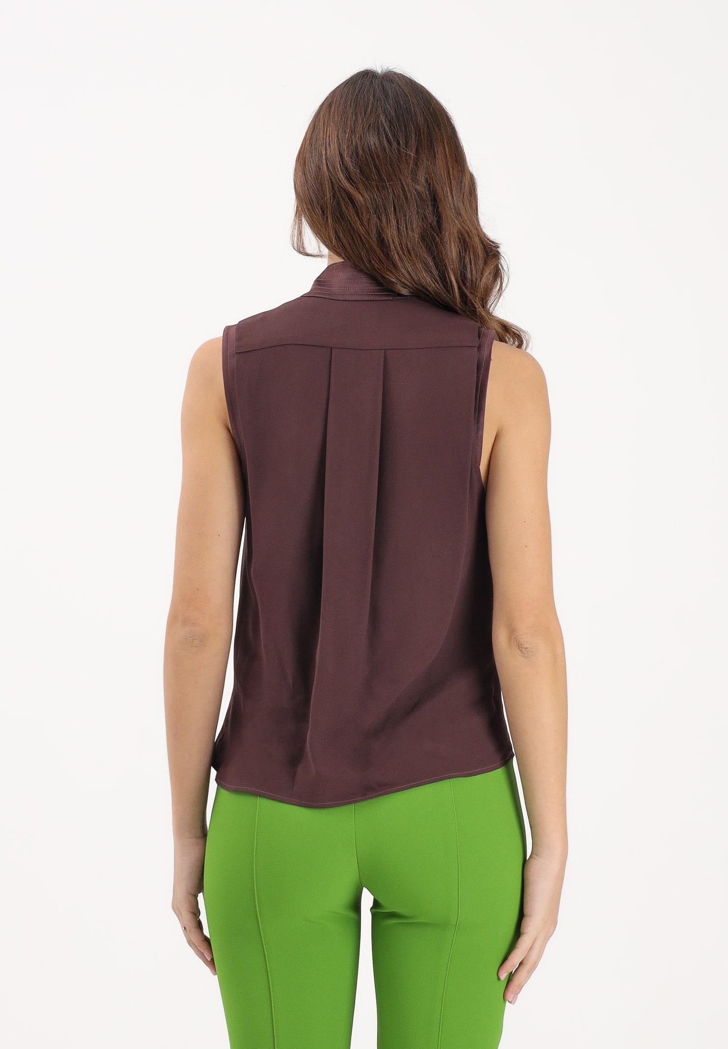 ELISABETTA FRANCHI Top elegante cacao da donna  in georgette di viscosa CA13461E2 644 ELISABETTA FRANCHI 