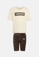 ADIDAS ORIGINALS Completino AOP panna e marrone da bambina con fantasia tigre KD5822 . ADIDAS ORIGINALS 