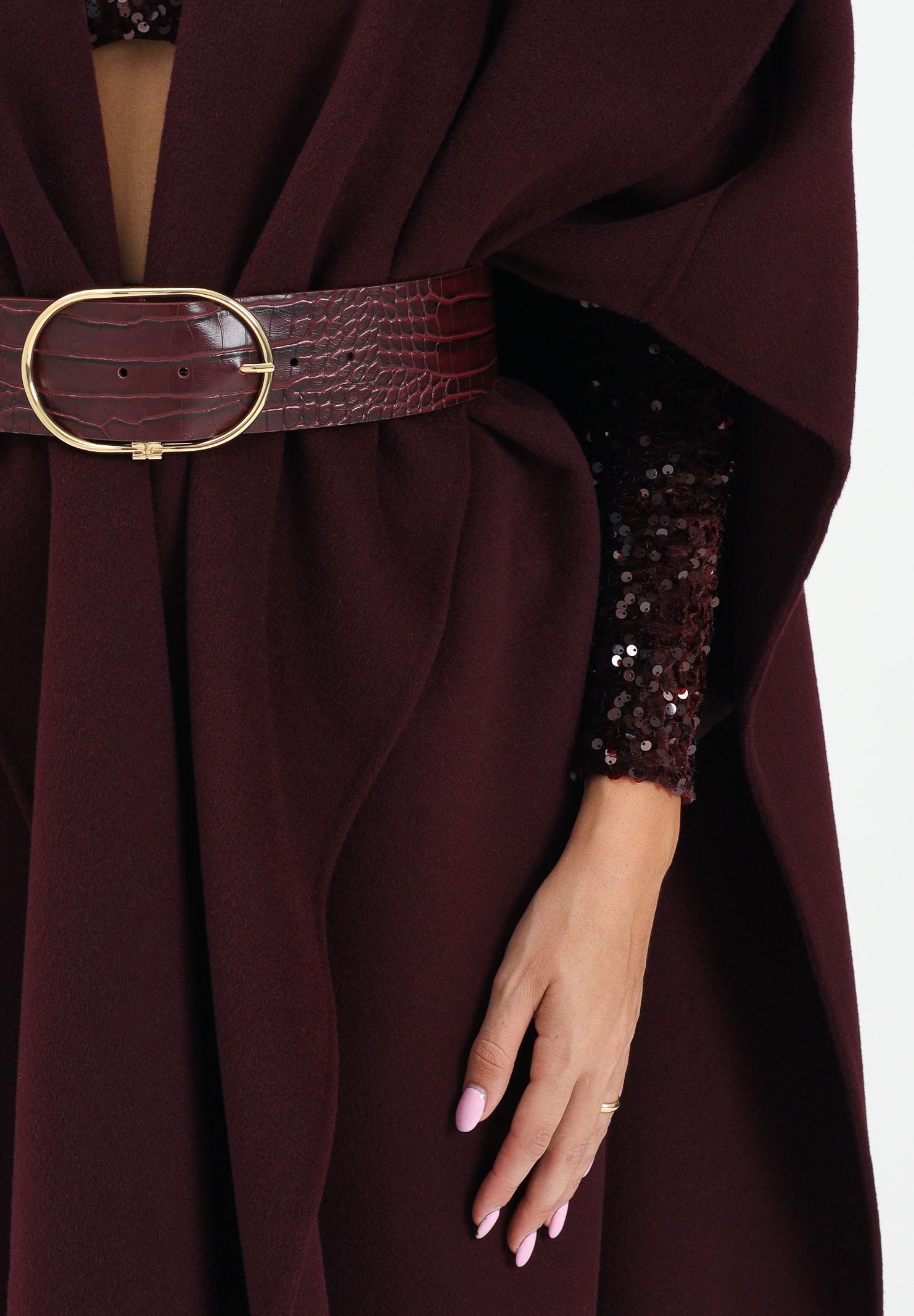 ELISABETTA FRANCHI Mantella bordeaux da donna con cintura CP67D56E2 EA4 ELISABETTA FRANCHI 