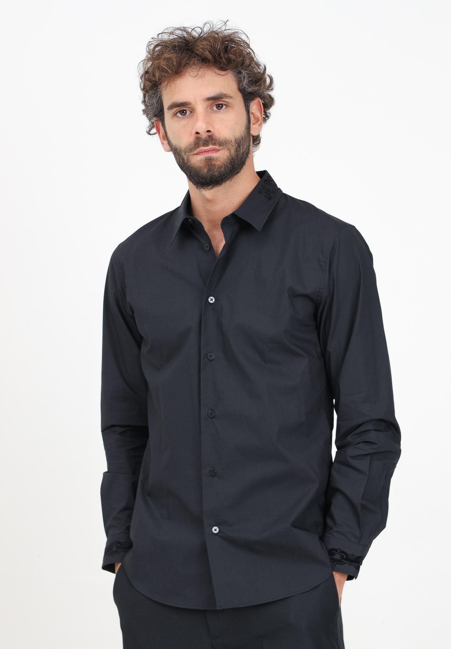 Camicia elegante nera da uomo con logo in stile gotico 77GALYS5CN002 899 VERSACE JEANS COUTURE 