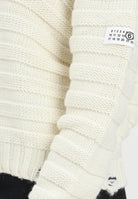 MAISON MARGIELA Maglioncino girocollo panna per donna, ragazzi e bambini in misto lana a coste con rotture<BR/> M60880MM06P M6101 MAISON MARGIELA 
