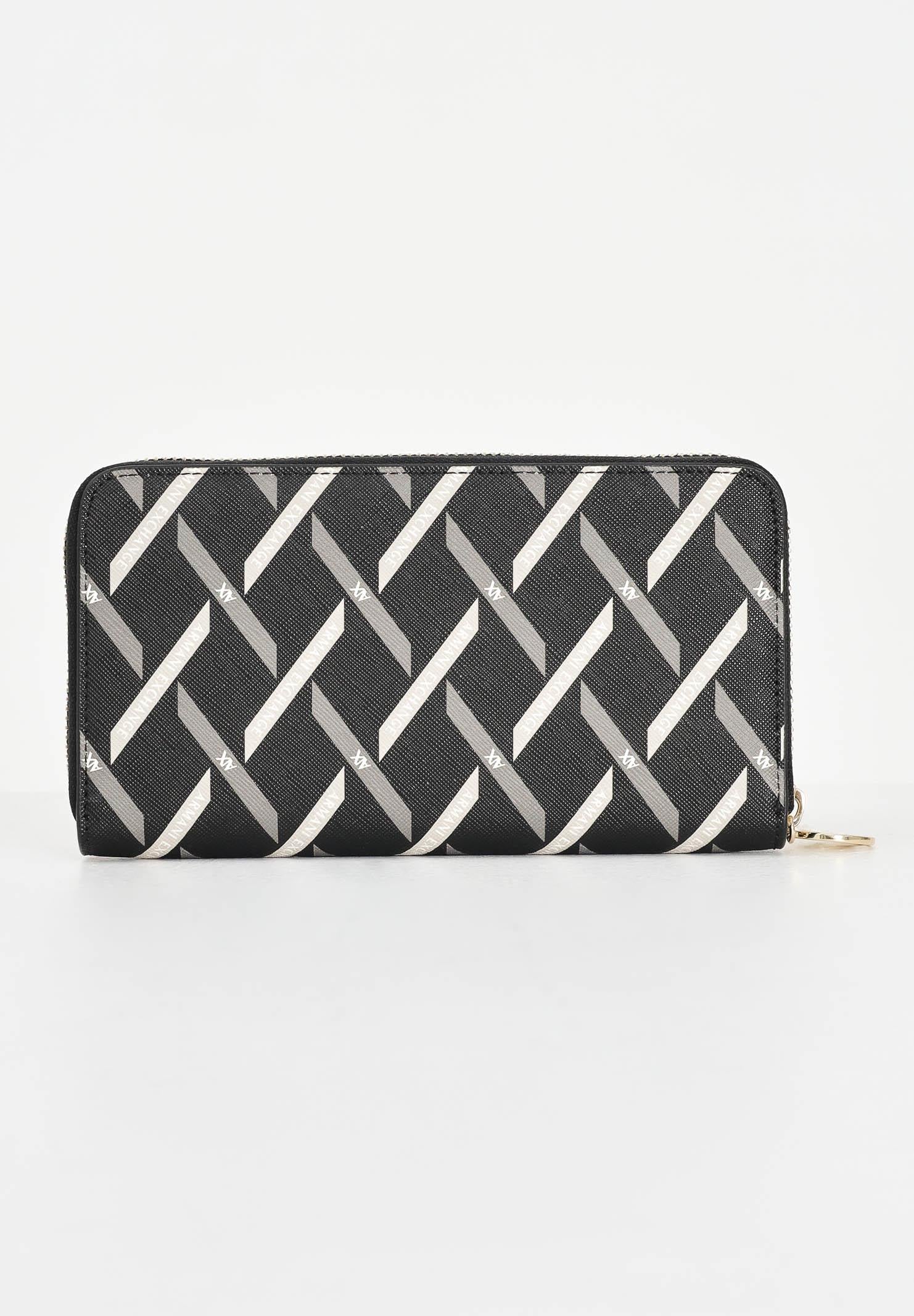 ARMANI EXCHANGE Portafogli nero da donna con stampa diagonale XW000359AF17155 MC043 ARMANI EXCHANGE 