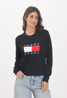 TOMMY JEANS Maglioncino girocollo nero da donna con logo DW0DW20970BDS  TOMMY JEANS 