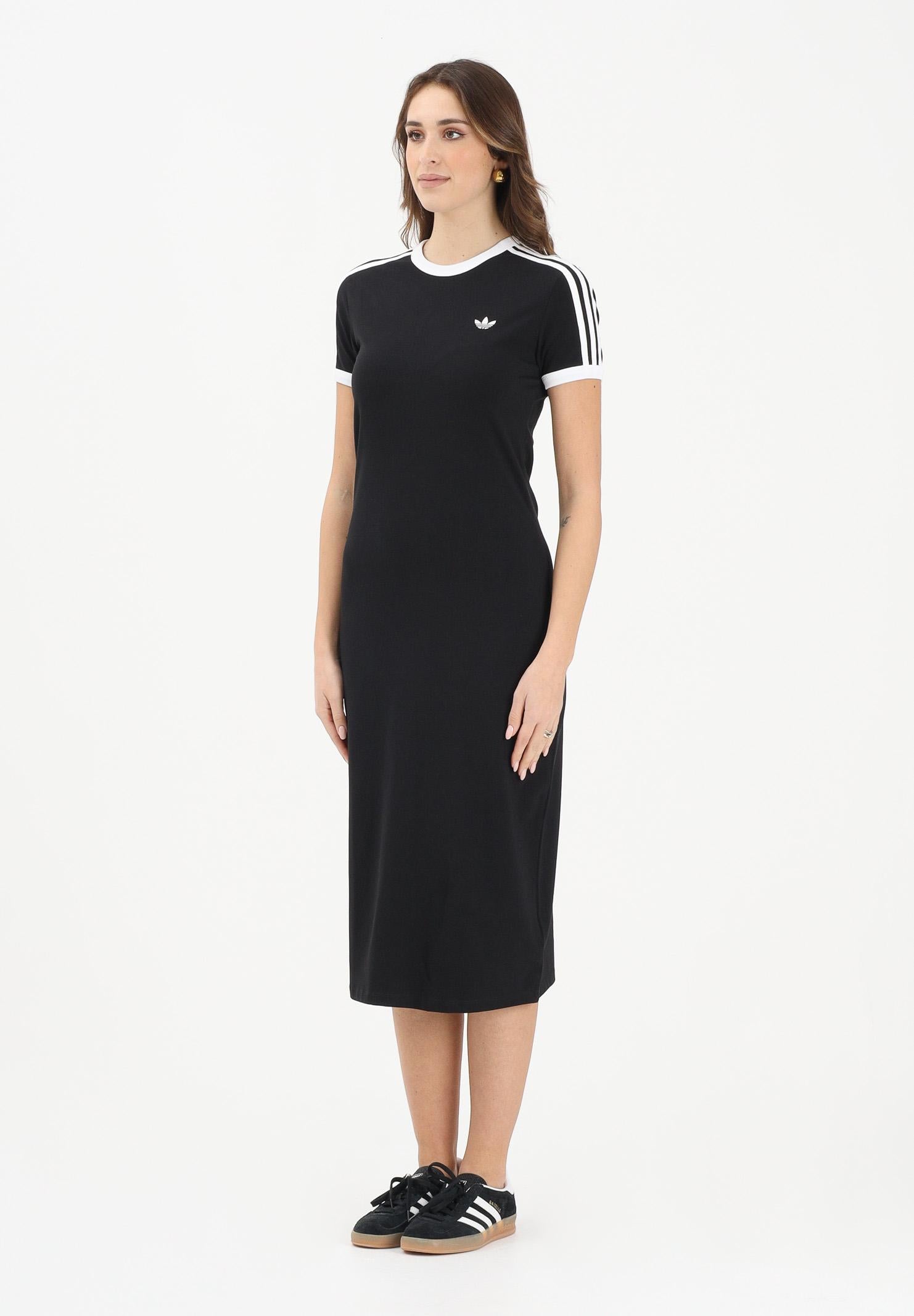 ADIDAS ORIGINALS Abito midi 3 STRIPES nero da donna KD7978 . ADIDAS ORIGINALS 