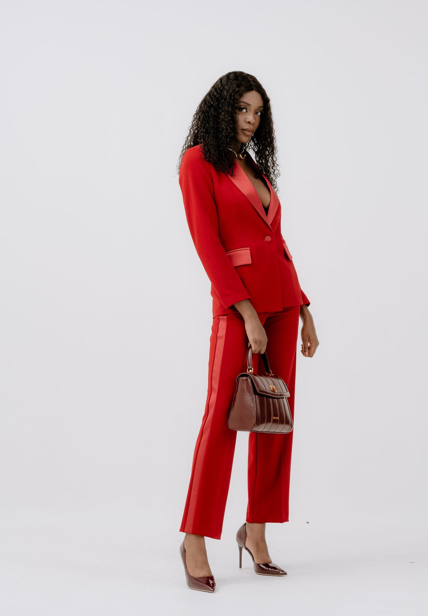 VICOLO Giacca rossa da donna con inserti in raso TF0304 FU35 VICOLO 